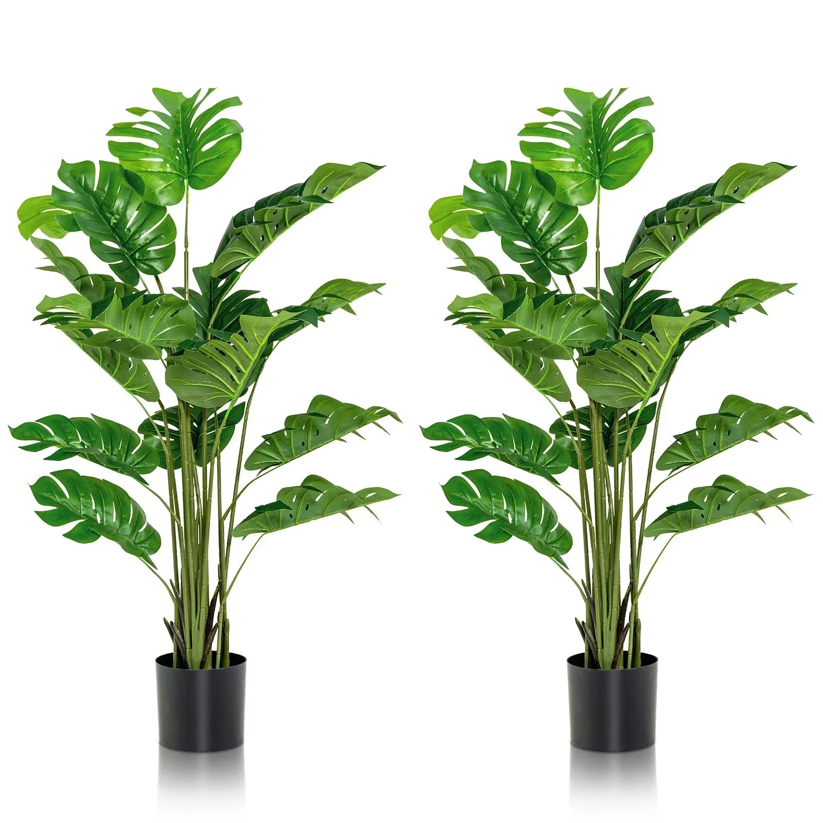 5FT Artificial Tree 2-Pack Faux Monstera Deliciosa Plant for Indoor & Outdoor