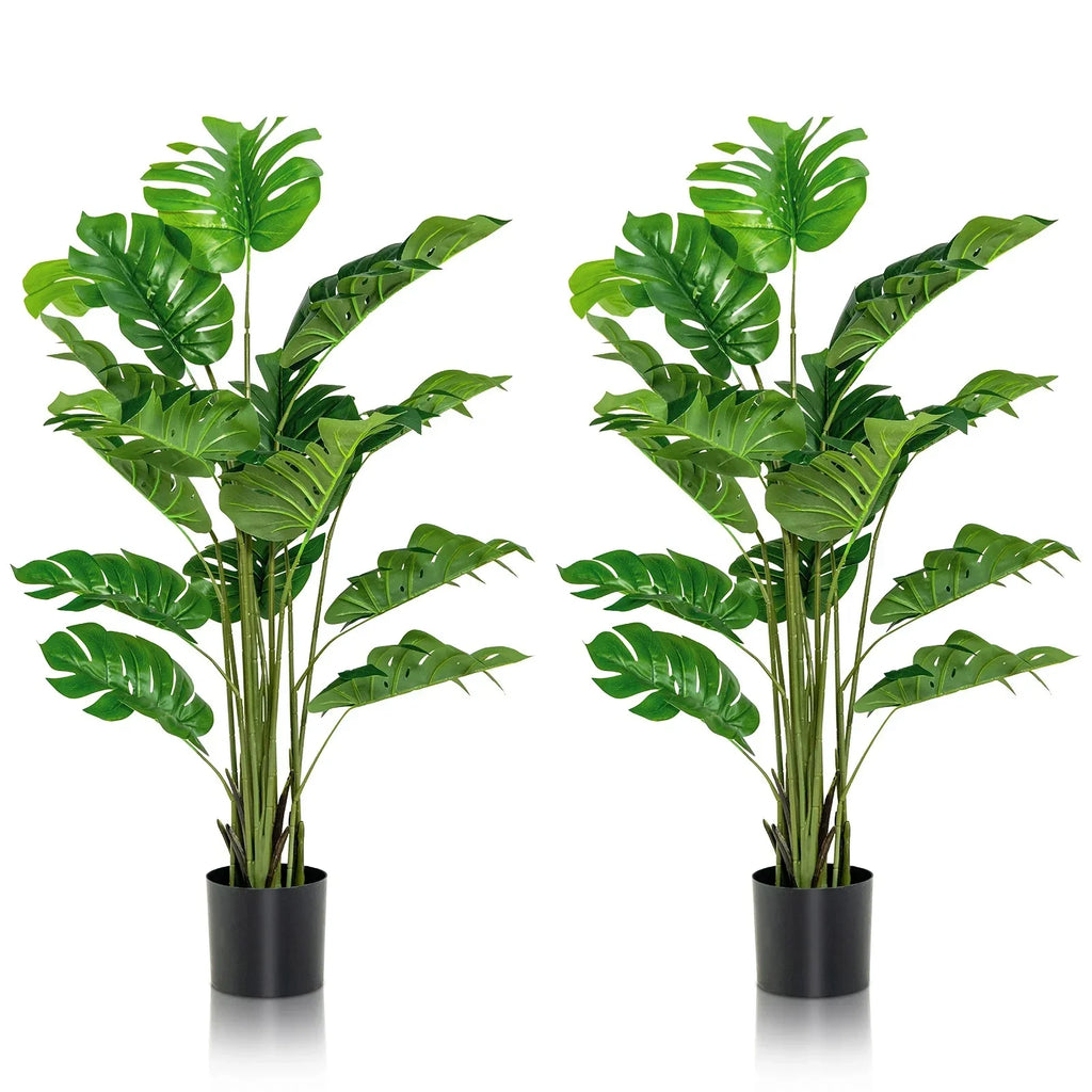 5FT Artificial Tree 2-Pack Faux Monstera Deliciosa Plant for Indoor & Outdoor